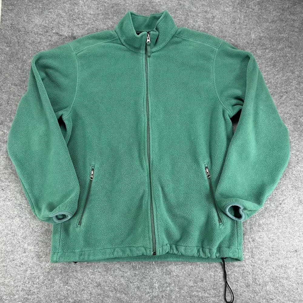 Vintage Lands' End Fleece Jacket Mens 42-44 Green Polartec Long Sleeve Full-Zip